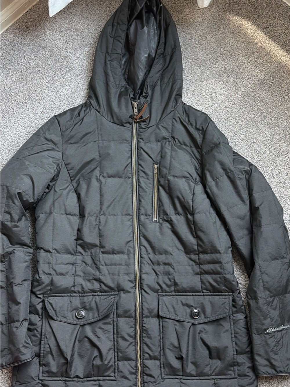 Black Quilted Hooded Puffer Jacket